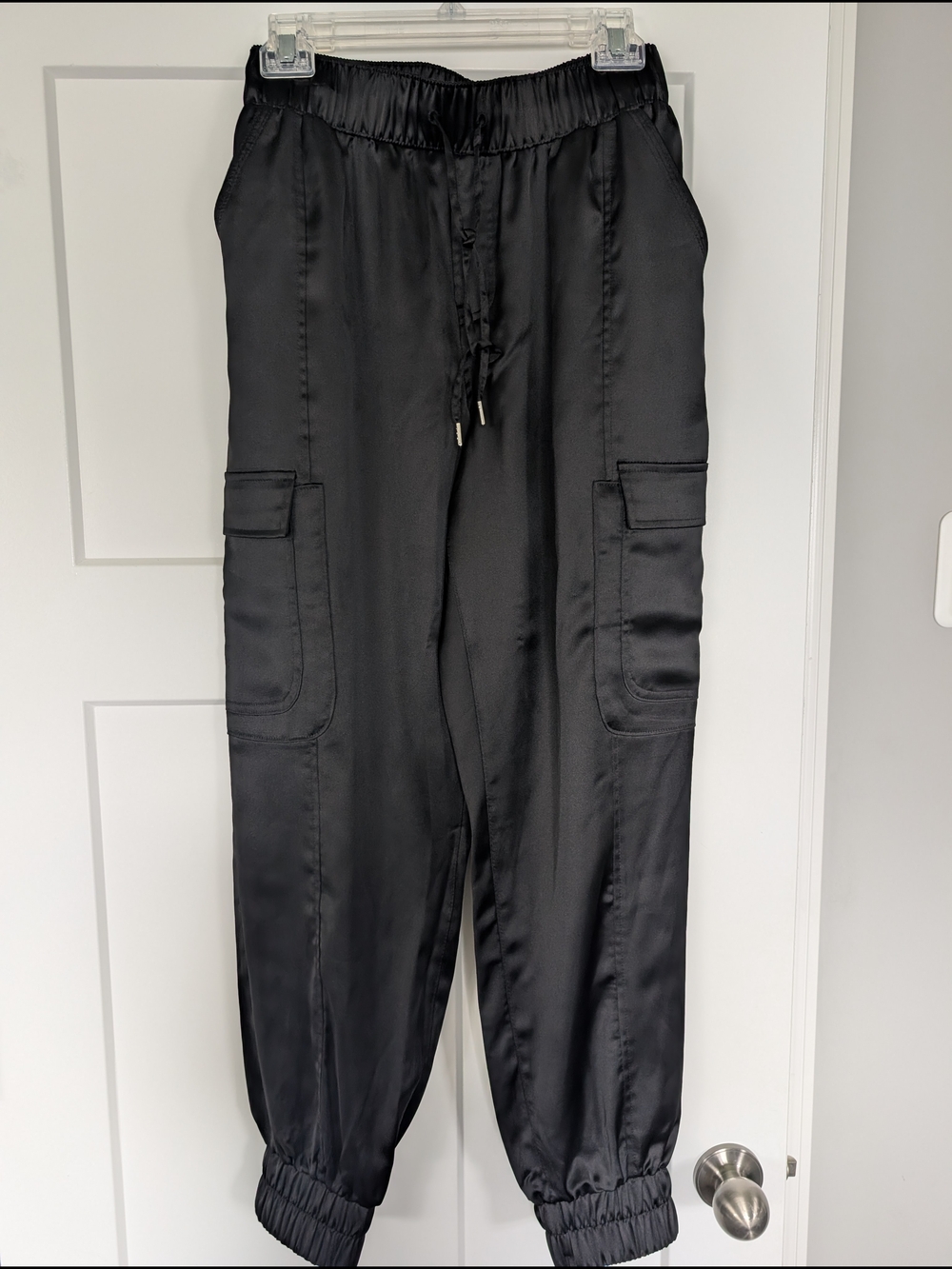 INC International Concepts Black Satin Cargo Joggers